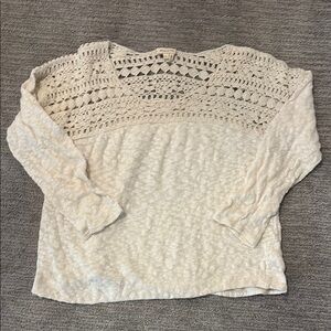 Meadow Rue Cream Crochet Sweatshirt